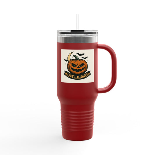 Halloween Insulated Travel Mug,  Pumpkin Design, Coffee Cup, Holiday Gift, Fall Decor, Reusable Drinkware, Perfect for Home or Office