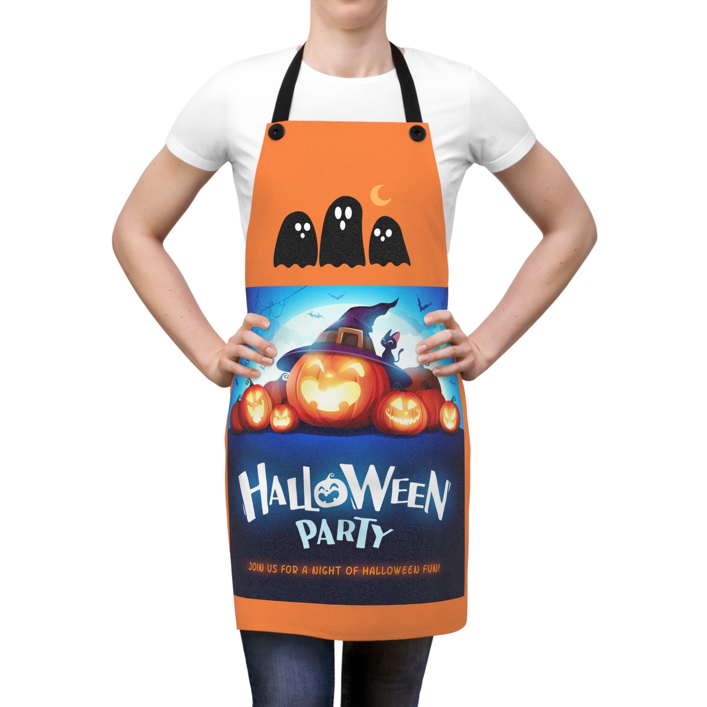Halloween Party Apron, Fun Cooking Gift, Costume Accessory, Fall Celebration Decor, Pumpkin Themed Kitchenwear