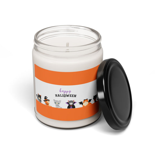 Halloween Scented Soy Candle, 9oz - Perfect Gift for Halloween Parties, Cozy Fall Decor, Trick or Treat, Cat Lovers, Eco-Friendly Candle