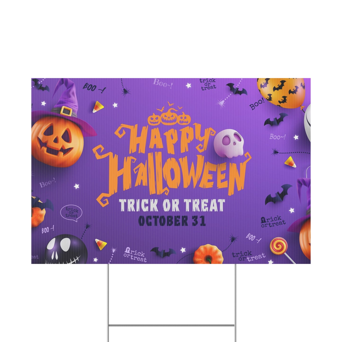 Halloween Yard Sign, Trick or Treat Sign, Outdoor Decorations for Halloween, Spooky Yard Decor, Fall Celebration Sign