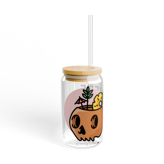 Stylish Glass Sipper, 16oz - Perfect for Drinks, Eco-Friendly, Kitchen Decor, Party Gift, Trendy Hydration