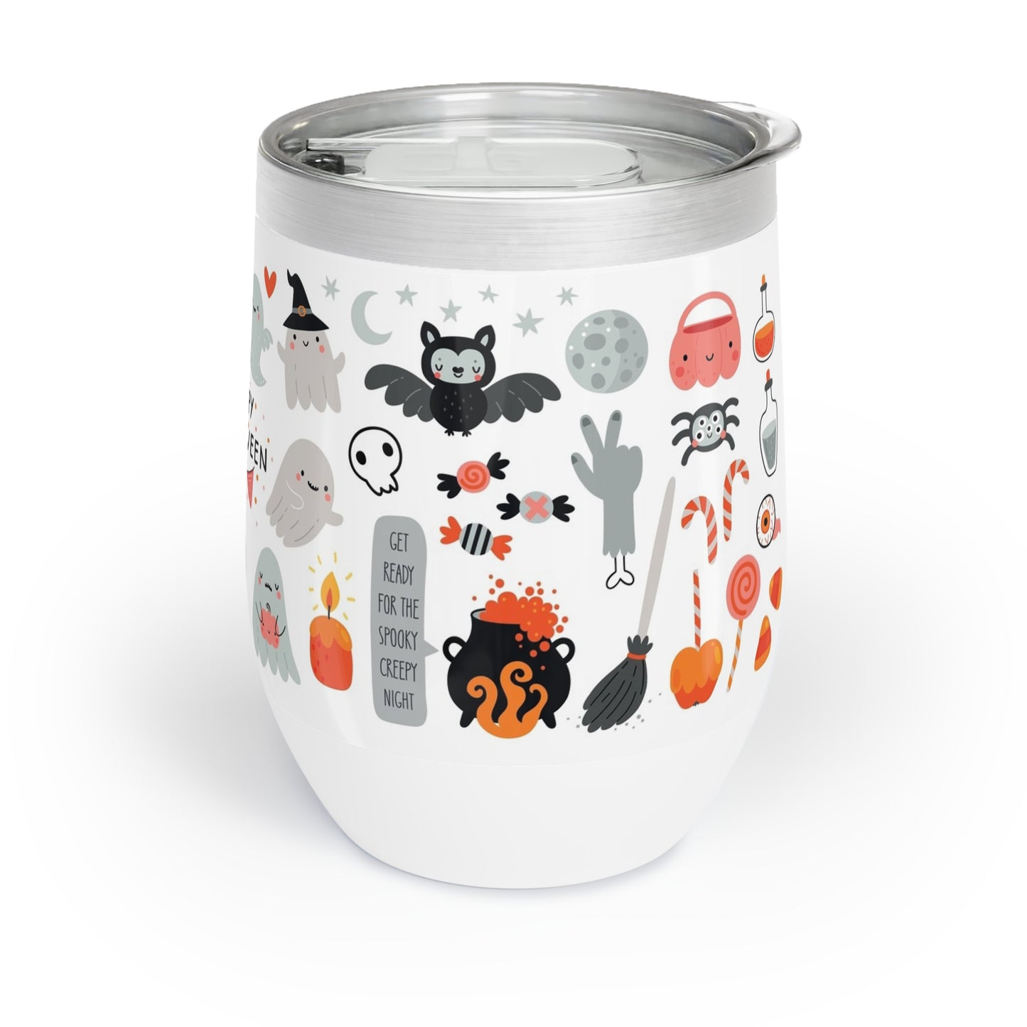 Halloween Ghosts Wine Tumbler, Cute Halloween Mug, Trick or Treat Cup