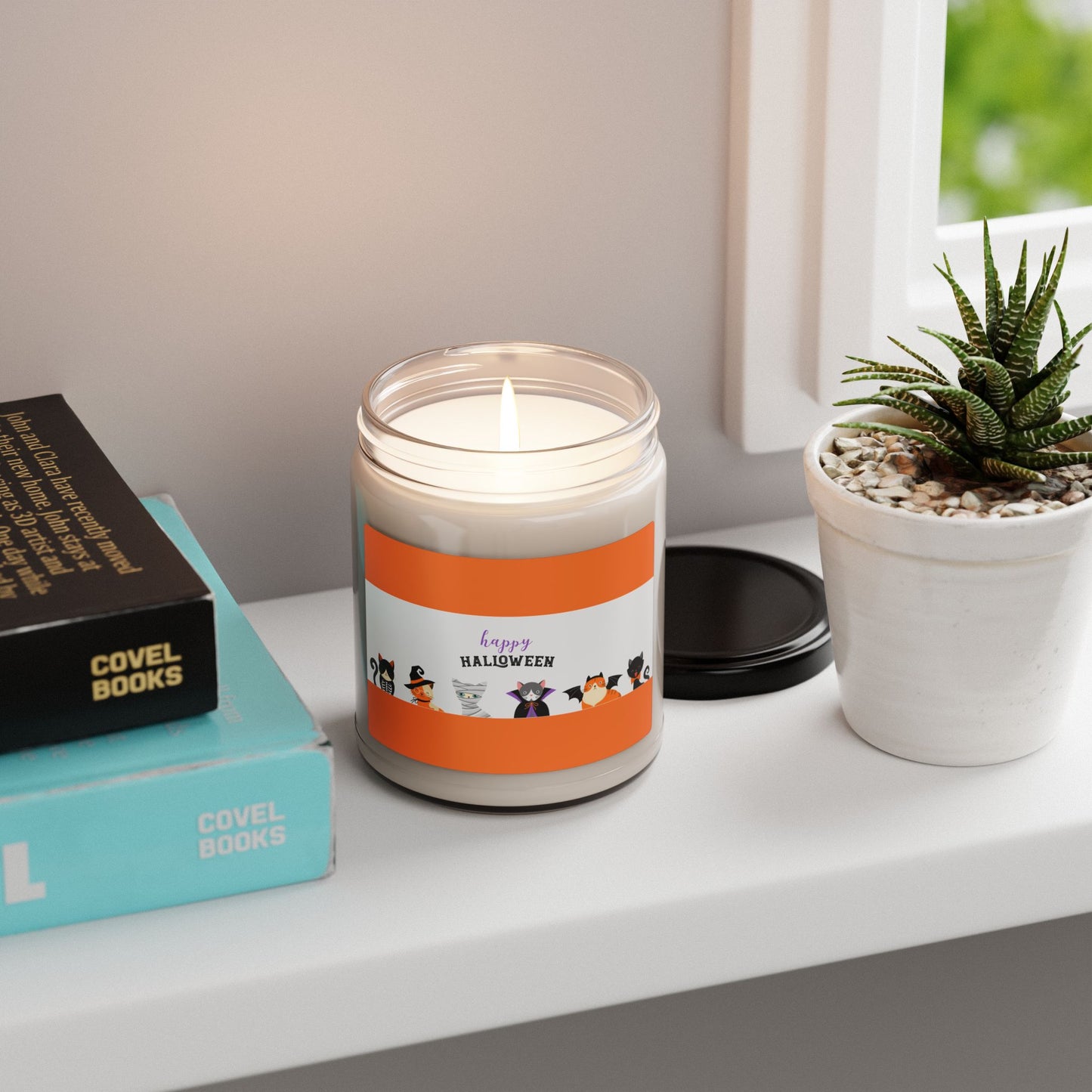 Halloween Scented Soy Candle, 9oz - Perfect Gift for Halloween Parties, Cozy Fall Decor, Trick or Treat, Cat Lovers, Eco-Friendly Candle