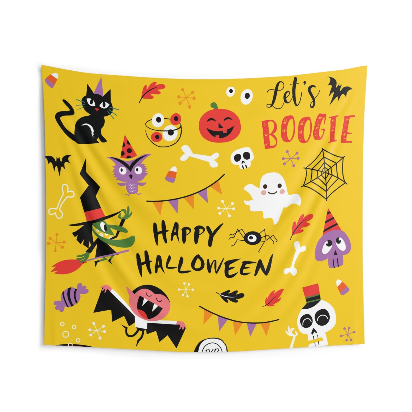Halloween Indoor Wall Tapestry, Fun Wall Art for October Decor, Spooky Party Decoration, Kids Room, Holiday Vibes, Let's Boogie Design