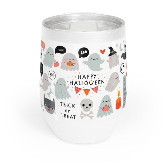 Halloween Ghosts Wine Tumbler, Cute Halloween Mug, Trick or Treat Cup