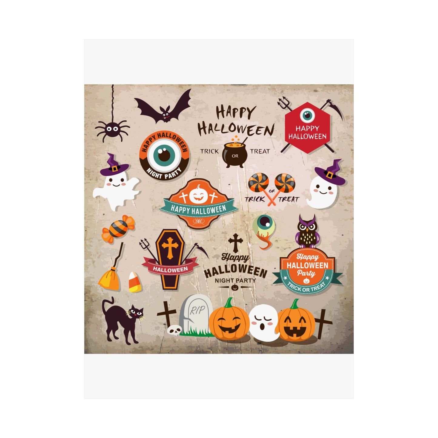 Halloween Matte Vertical Posters, Spooky Wall Art, Trick or Treat Decor, Holiday Party Decorations, Autumn Home Decor, Festive Wall Prints