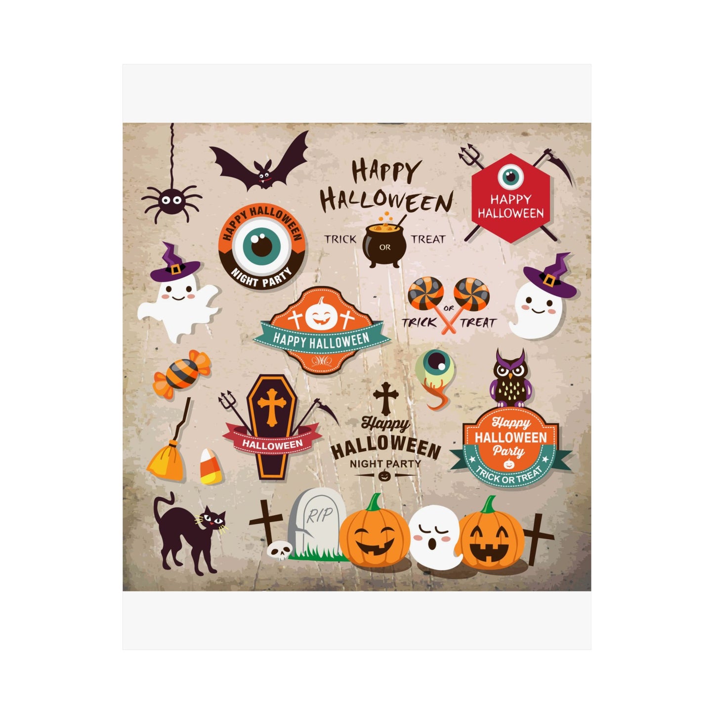 Halloween Matte Vertical Posters, Spooky Wall Art, Trick or Treat Decor, Holiday Party Decorations, Autumn Home Decor, Festive Wall Prints