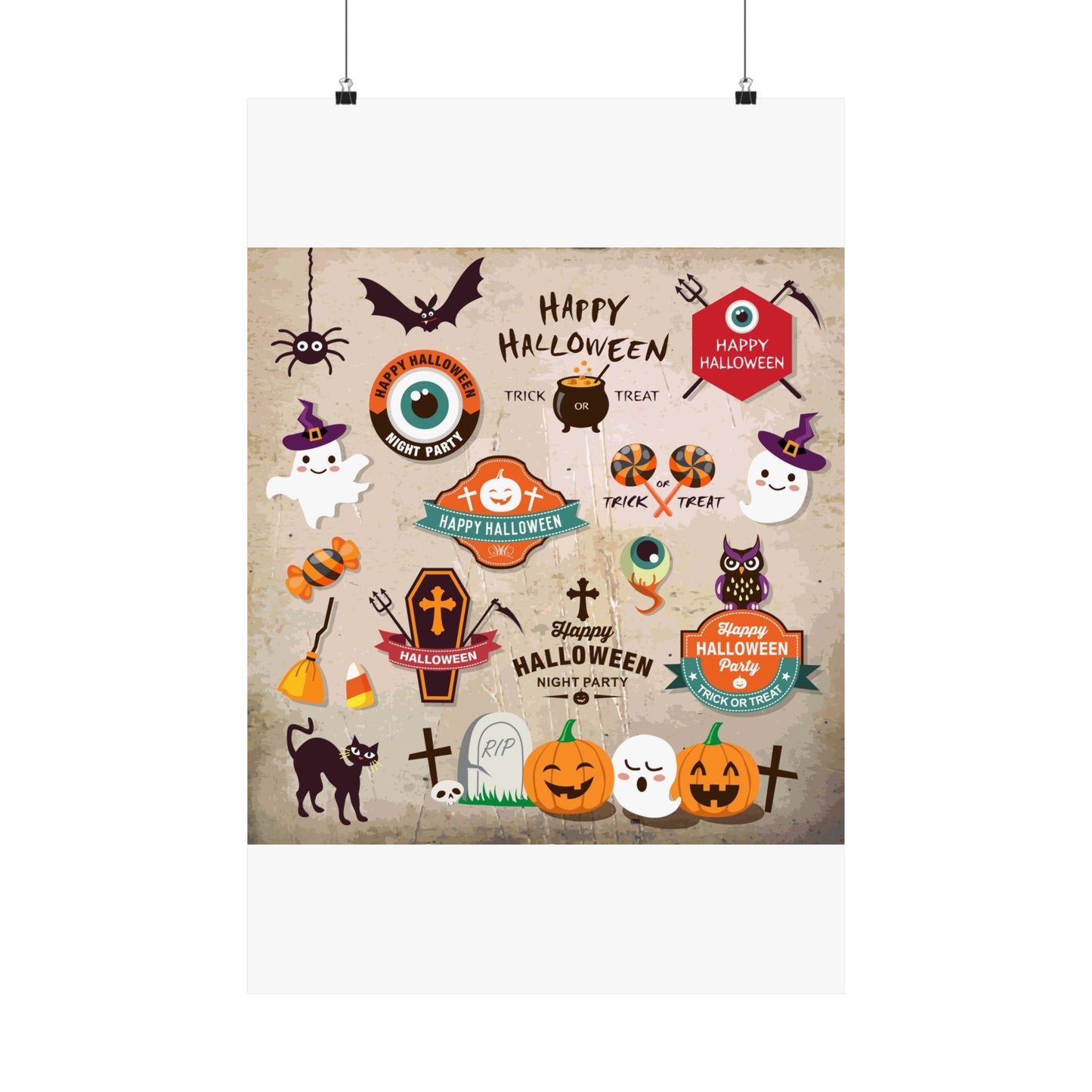 Halloween Matte Vertical Posters, Spooky Wall Art, Trick or Treat Decor, Holiday Party Decorations, Autumn Home Decor, Festive Wall Prints