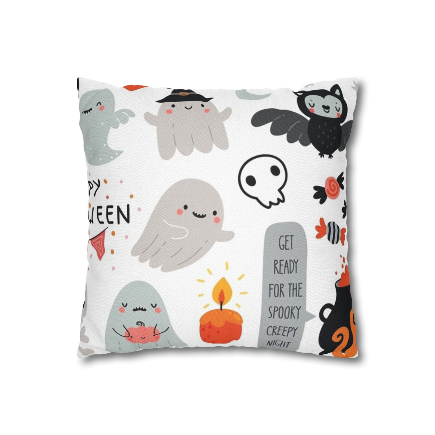 Halloween-Themed Throw Pillow, Spooky Decor, Ghost Pillowcase, Trick or Treat Cushion Cover, Cozy Fall Home Accents, Halloween Gift Ideas