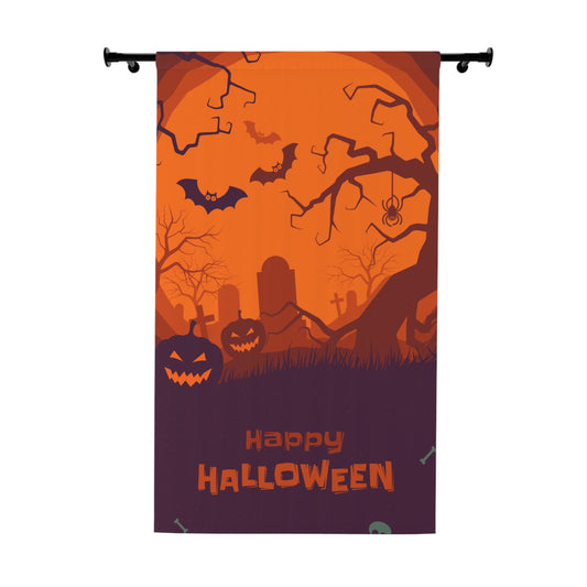 Halloween-Themed Window Curtain, Spooky Home Decor, Seasonal Curtain, Festive Room Accessory, Fall Decorations