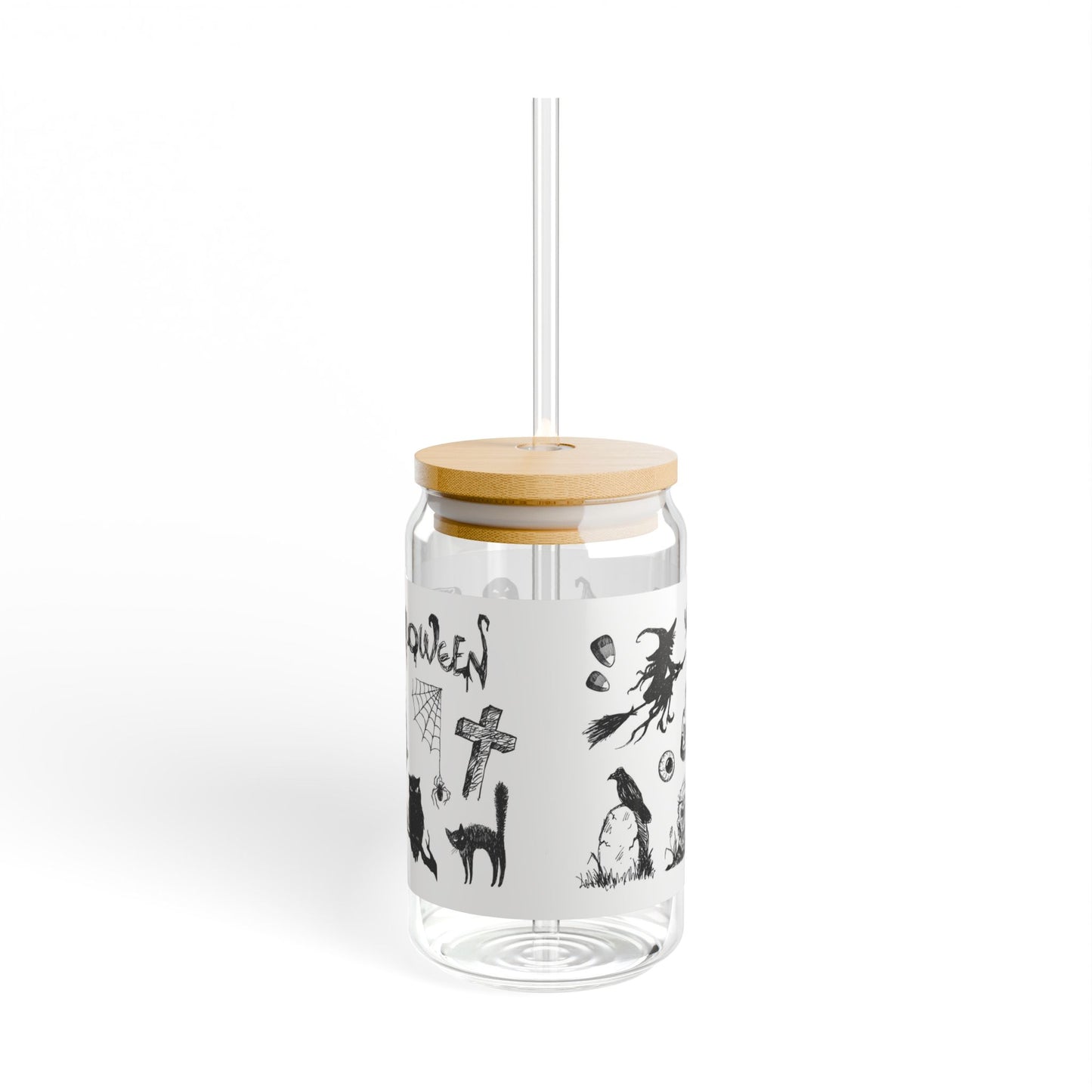 Halloween-Themed Sipper Glass, Ghosts, Pumpkins, Holiday Drinkware, Spooky Decor, Party Favors, Unique Gifts