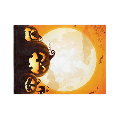 Halloween Pumpkin Blanket, Cozy Velveteen Throw, Autumn Decor, Blanket for Fall, Spooky Season Gift, Pumpkin Spice Vibes