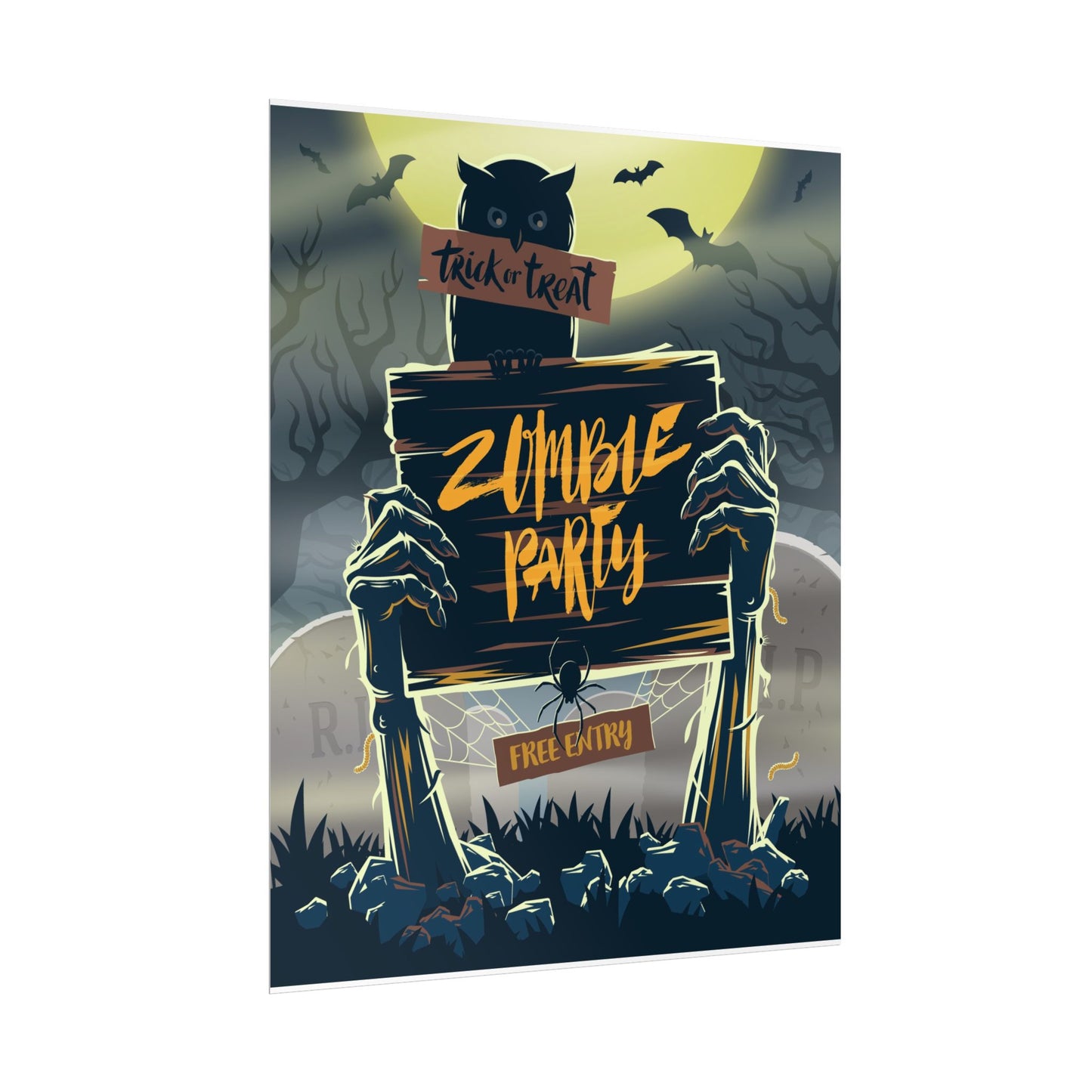 Zombie Party Rolled Posters | Halloween Decor, Spooky Wall Art, Trick or Treat Party, Haunted House Decoration, Gift for Halloween Lovers