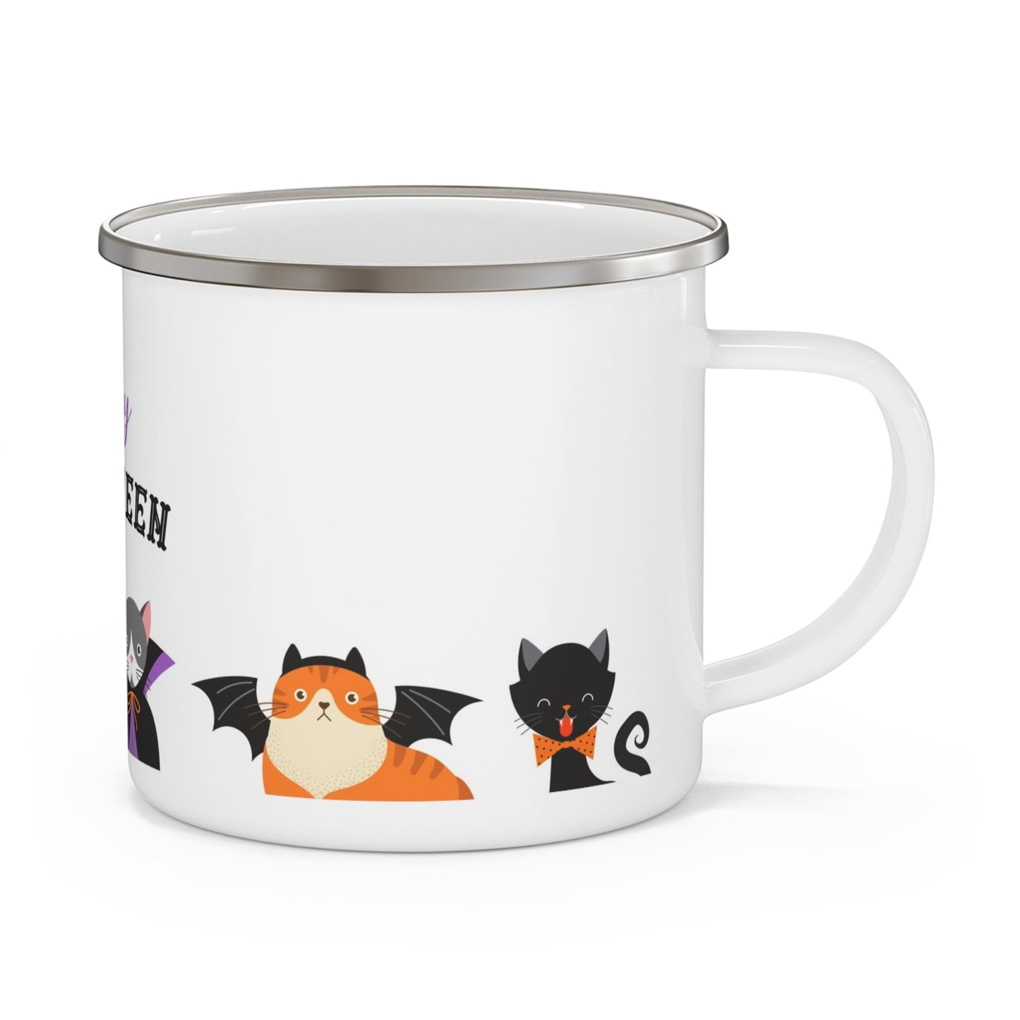 Halloween Enamel Camping Mug - Festive Drinkware for Spooky Season, Outdoor Adventures, Trick-or-Treating, Halloween Parties, Cozy