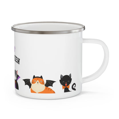 Halloween Enamel Camping Mug - Festive Drinkware for Spooky Season, Outdoor Adventures, Trick-or-Treating, Halloween Parties, Cozy