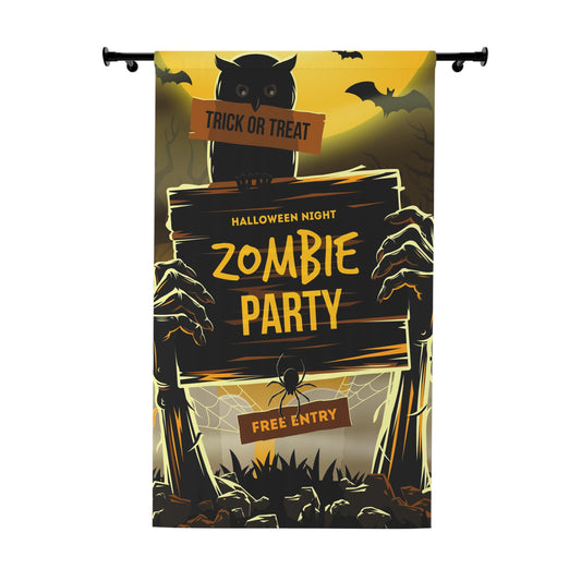 Halloween Zombie Party Window Curtain - Spooky Home Decor, Trick or Treat, Halloween Decor, Haunted House, Horror Theme