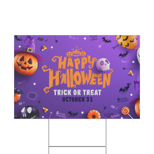 Halloween Yard Sign, Trick or Treat Sign, Outdoor Decorations for Halloween, Spooky Yard Decor, Fall Celebration Sign