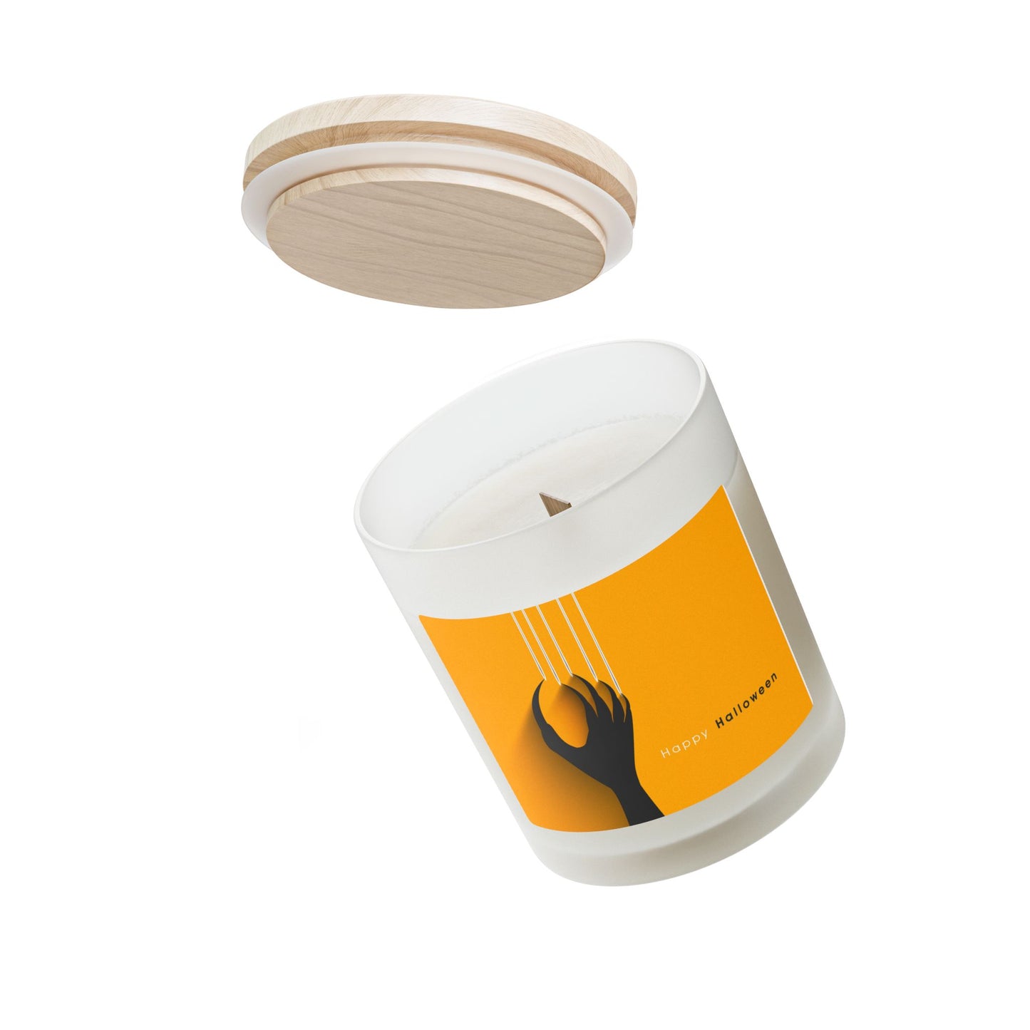 Halloween Frosted Glass Candle, 11oz - Pumpkin Spice Scented, Fall Home Decor,Autumn Candle