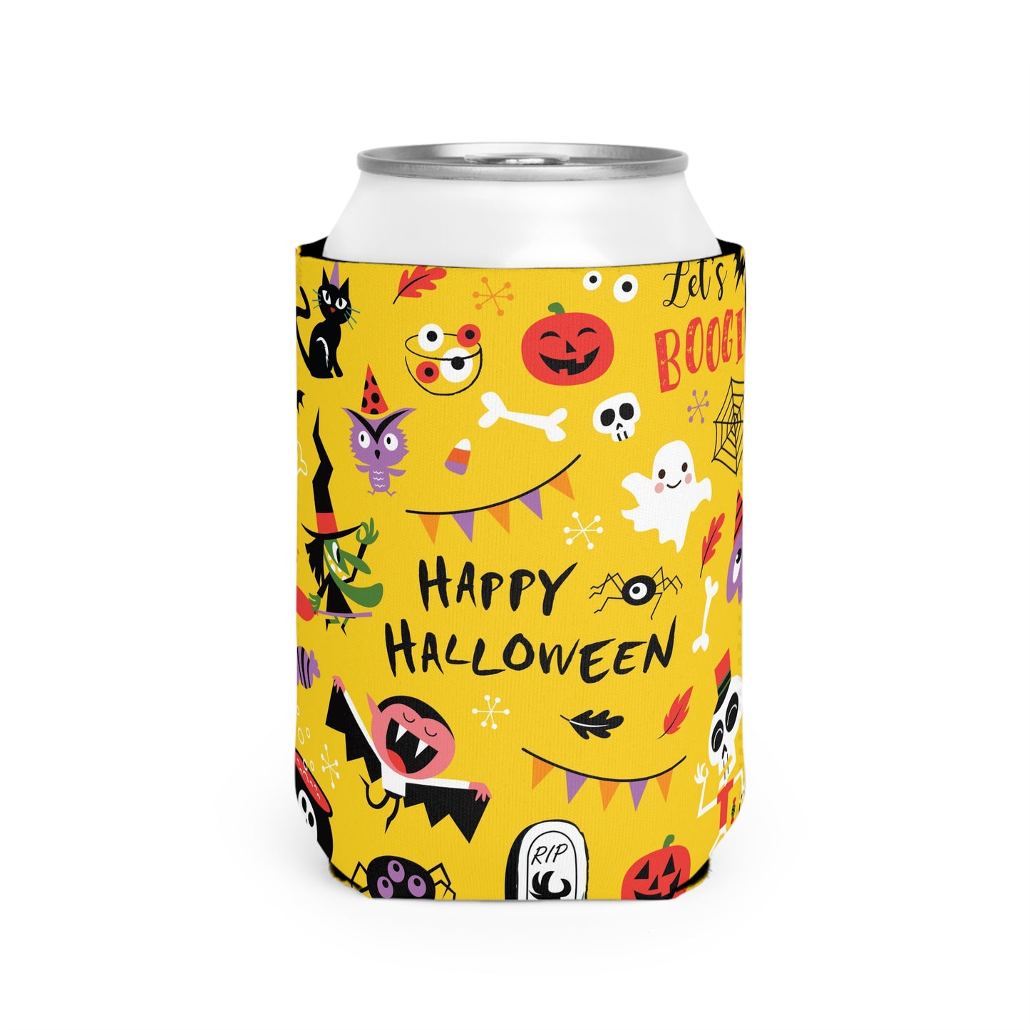 Halloween Can Cooler Sleeve - Fun Halloween Party Favor, Kids & Adults, Holiday Decor, Drink Accessories, Festive Gift