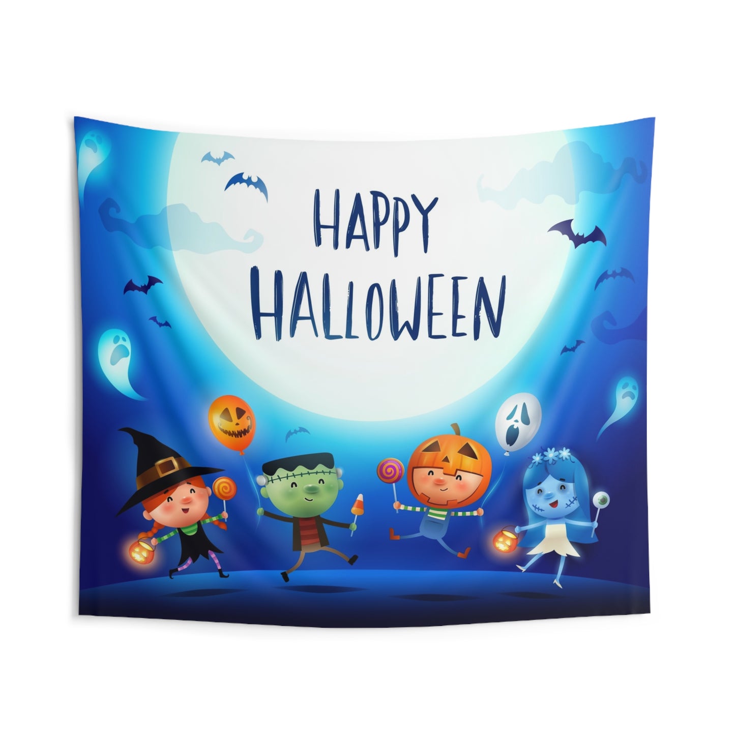 Spooky Halloween Indoor Wall Tapestry, Fun Kids Room Decor, Trick or Treat Hanging, Halloween Party, Seasonal Wall Art