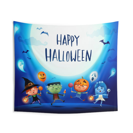 Spooky Halloween Indoor Wall Tapestry, Fun Kids Room Decor, Trick or Treat Hanging, Halloween Party, Seasonal Wall Art