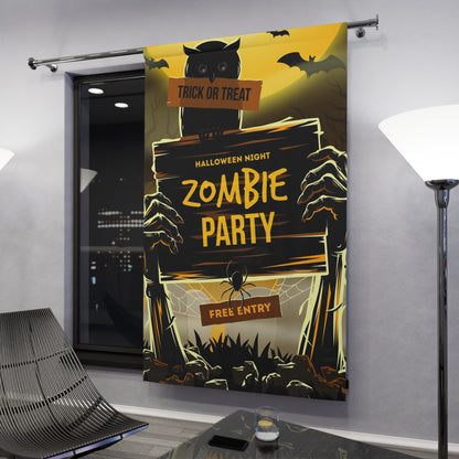 Halloween Zombie Party Window Curtain - Spooky Home Decor, Trick or Treat, Halloween Decor, Haunted House, Horror Theme