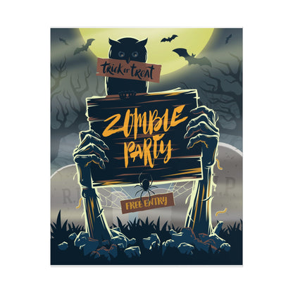 Zombie Party Rolled Posters | Halloween Decor, Spooky Wall Art, Trick or Treat Party, Haunted House Decoration, Gift for Halloween Lovers