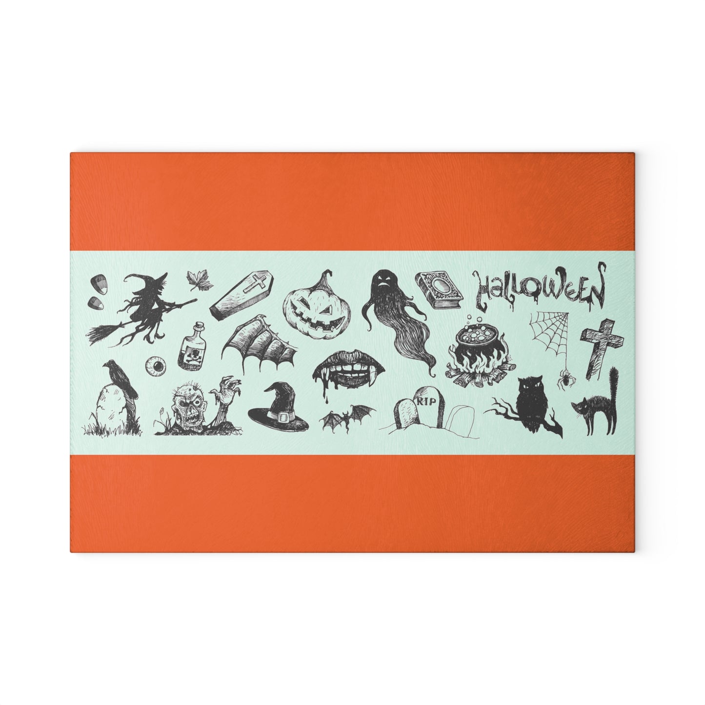 Halloween Glass Cutting Board | Spooky Kitchen Decor, Unique Gift, Fall Cooking, Halloween Party, Home Barware