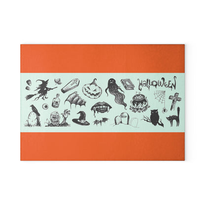 Halloween Glass Cutting Board | Spooky Kitchen Decor, Unique Gift, Fall Cooking, Halloween Party, Home Barware