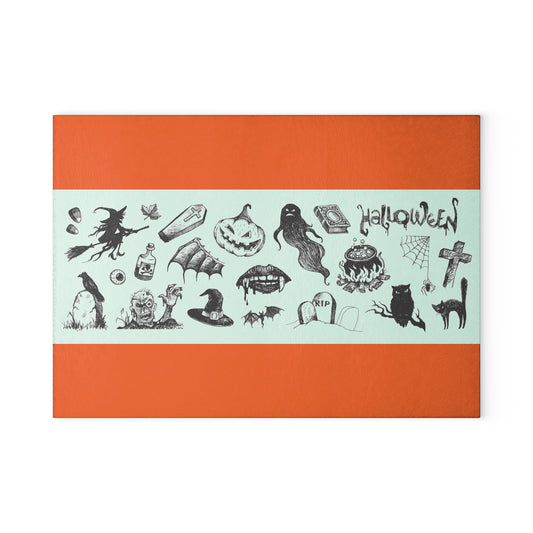 Halloween Glass Cutting Board | Spooky Kitchen Decor, Unique Gift, Fall Cooking, Halloween Party, Home Barware