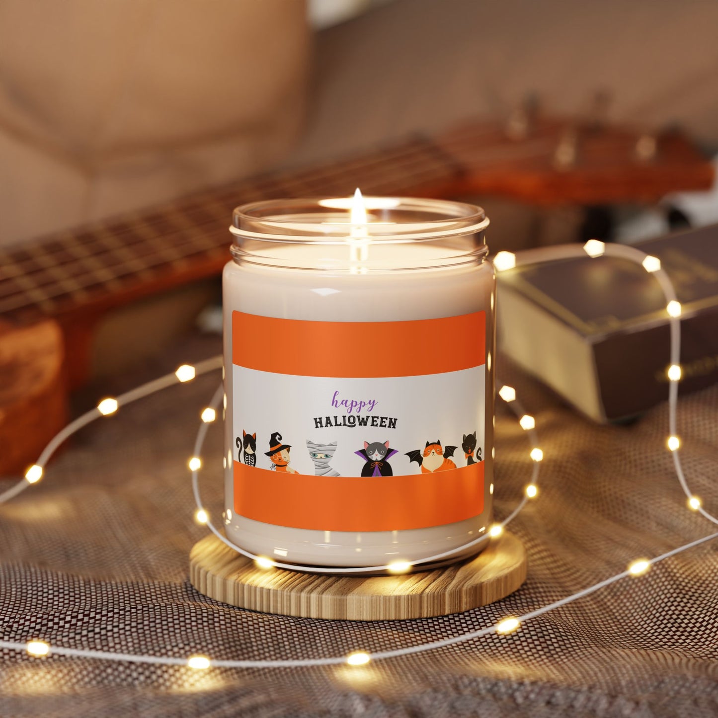 Halloween Scented Soy Candle, 9oz - Perfect Gift for Halloween Parties, Cozy Fall Decor, Trick or Treat, Cat Lovers, Eco-Friendly Candle