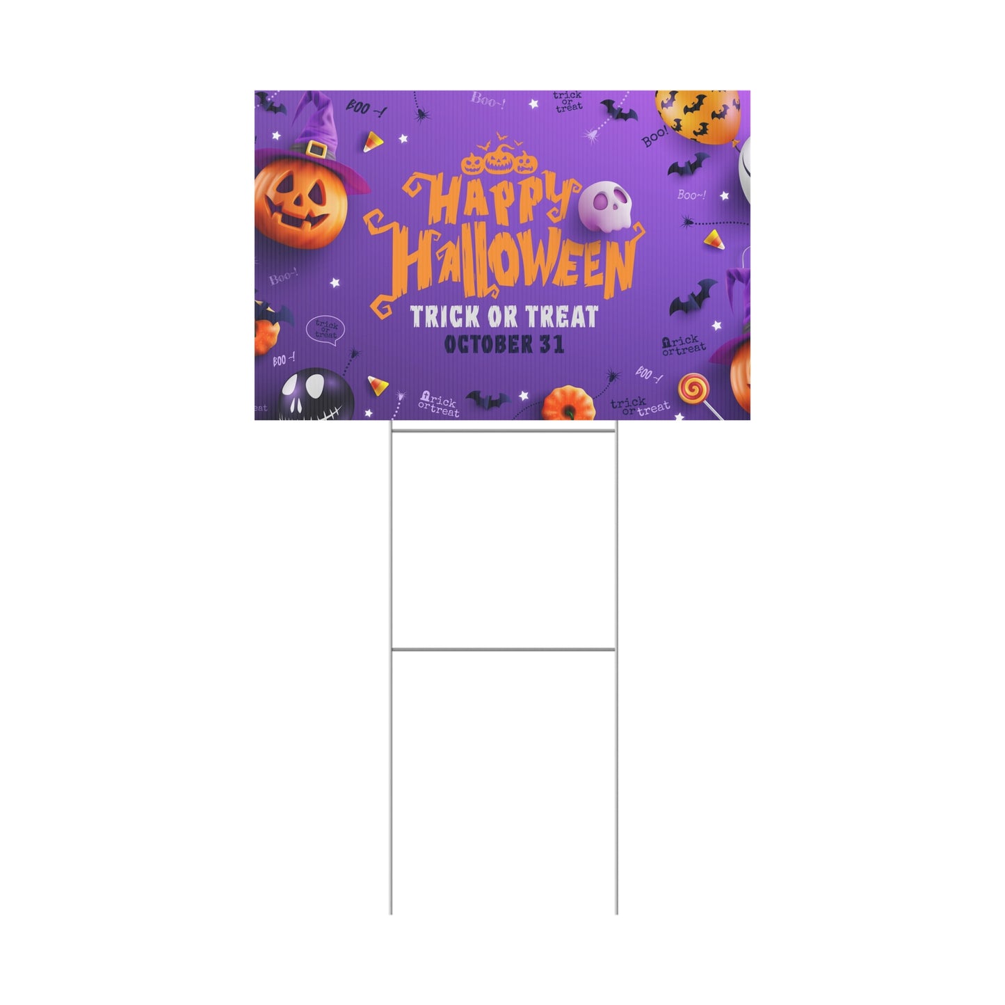 Halloween Yard Sign, Trick or Treat Sign, Outdoor Decorations for Halloween, Spooky Yard Decor, Fall Celebration Sign