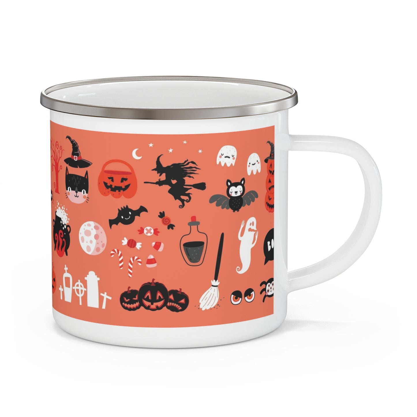 Halloween Enamel Camping Mug, Spooky Mug, Camping Gear, Outdoor Mug, Fall Decor