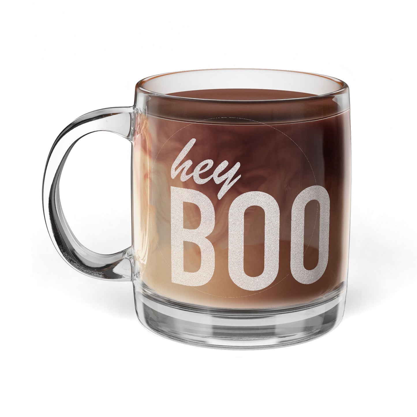 Engraved Glass Coffee Mug for Him, Perfect Gift for Halloween, Personalized Mug for Friends, Cute Coffee Cup, Boo Themed Drinkware