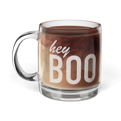 Engraved Glass Coffee Mug for Him, Perfect Gift for Halloween, Personalized Mug for Friends, Cute Coffee Cup, Boo Themed Drinkware