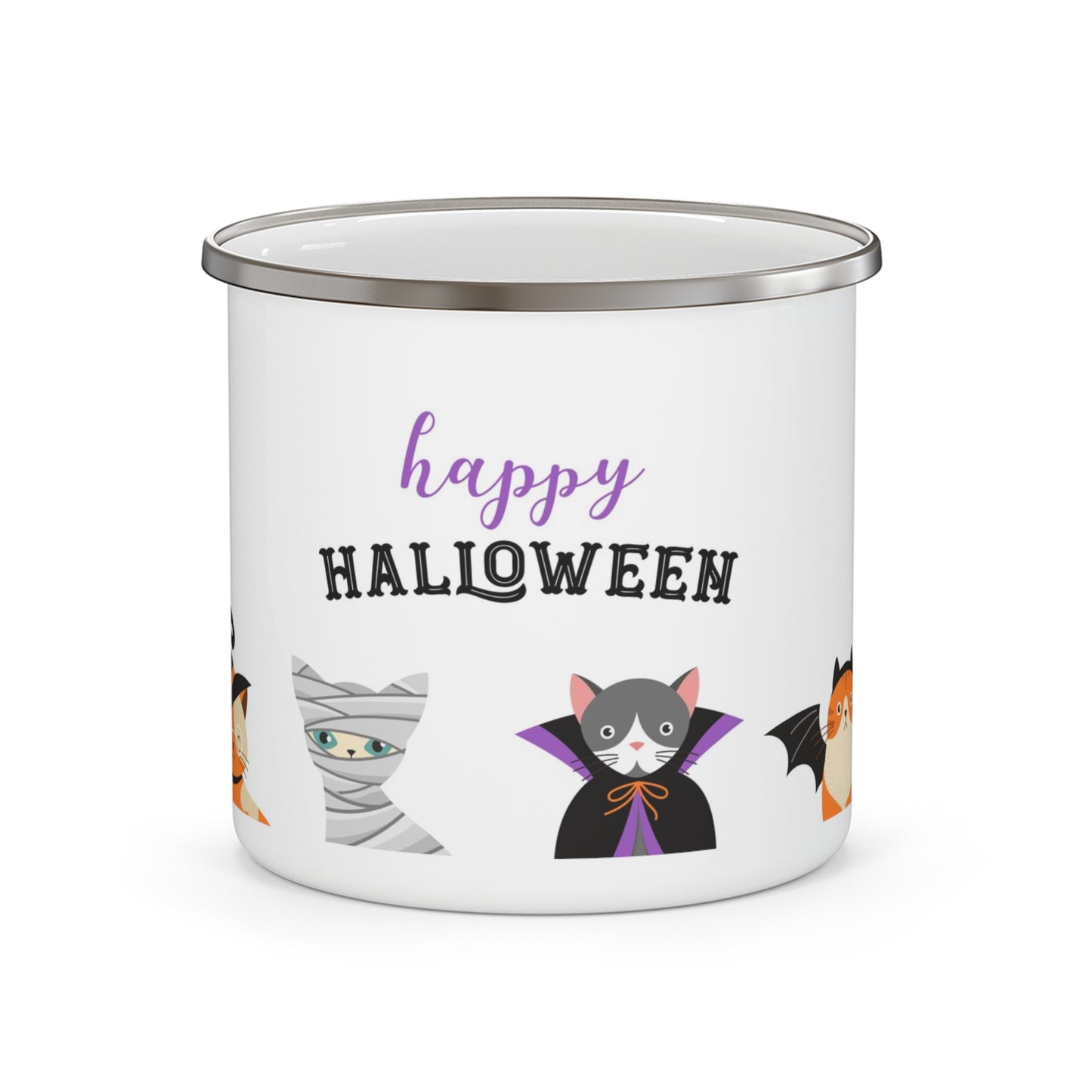 Halloween Enamel Camping Mug - Festive Drinkware for Spooky Season, Outdoor Adventures, Trick-or-Treating, Halloween Parties, Cozy