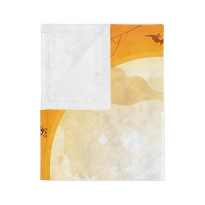 Halloween Pumpkin Blanket, Cozy Velveteen Throw, Autumn Decor, Blanket for Fall, Spooky Season Gift, Pumpkin Spice Vibes