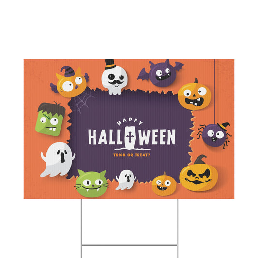 Halloween Yard Sign, Spooky Decor for Kids, Outdoor Signs, Trick or Treat Decorations, Fall Party Decor, Holiday Signage