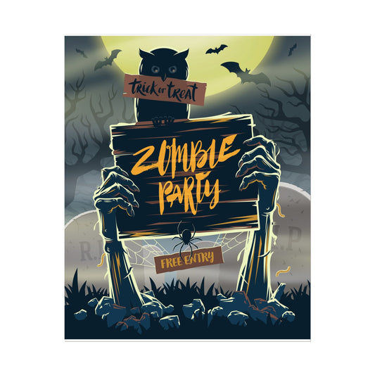 Zombie Party Rolled Posters | Halloween Decor, Spooky Wall Art, Trick or Treat Party, Haunted House Decoration, Gift for Halloween Lovers