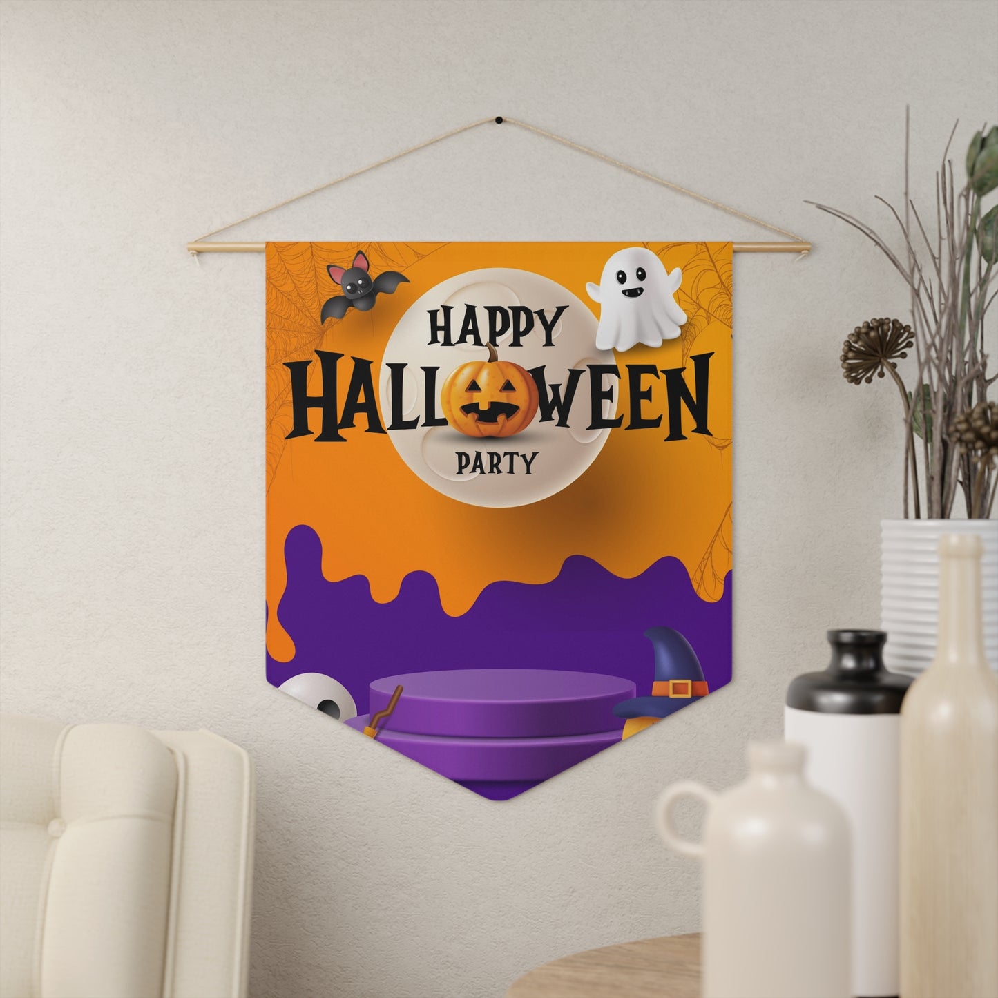 Halloween Pennant Banner, Spooky Party Decor, Haunted House Decoration, Fall Celebrations, Ghostly Home Accent