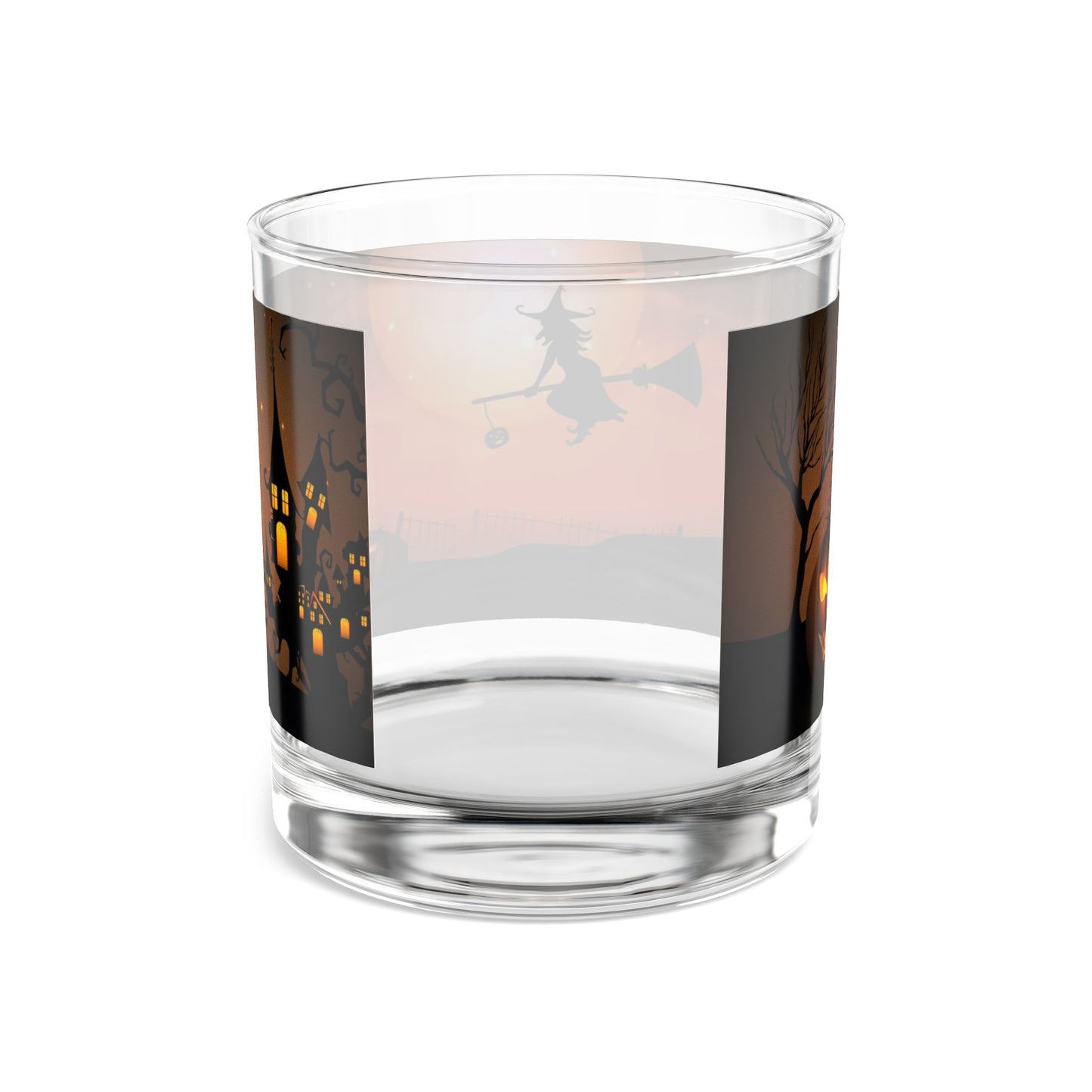 Halloween Themed Rocks Glass - Spooky Witch and Pumpkin Design, Festive Glassware for Parties, Fall Decor, Unique Gift