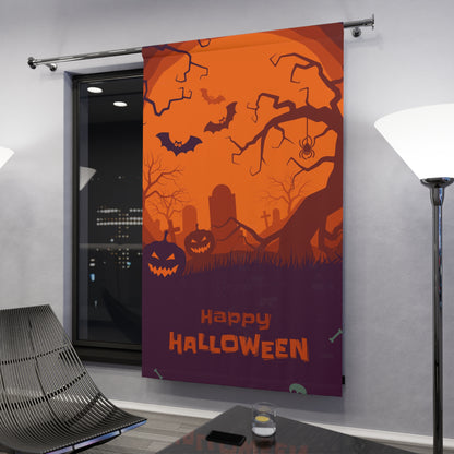 Halloween-Themed Window Curtain, Spooky Home Decor, Seasonal Curtain, Festive Room Accessory, Fall Decorations