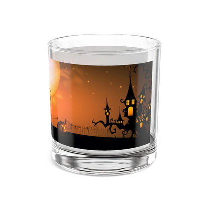 Halloween Themed Rocks Glass - Spooky Witch and Pumpkin Design, Festive Glassware for Parties, Fall Decor, Unique Gift