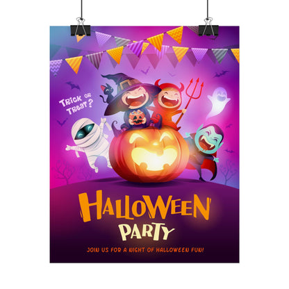 Halloween Party Rolled Poster, Spooky Wall Art for Kids, Halloween Decorations, Trick or Treat Decor, Fun Holiday Poster