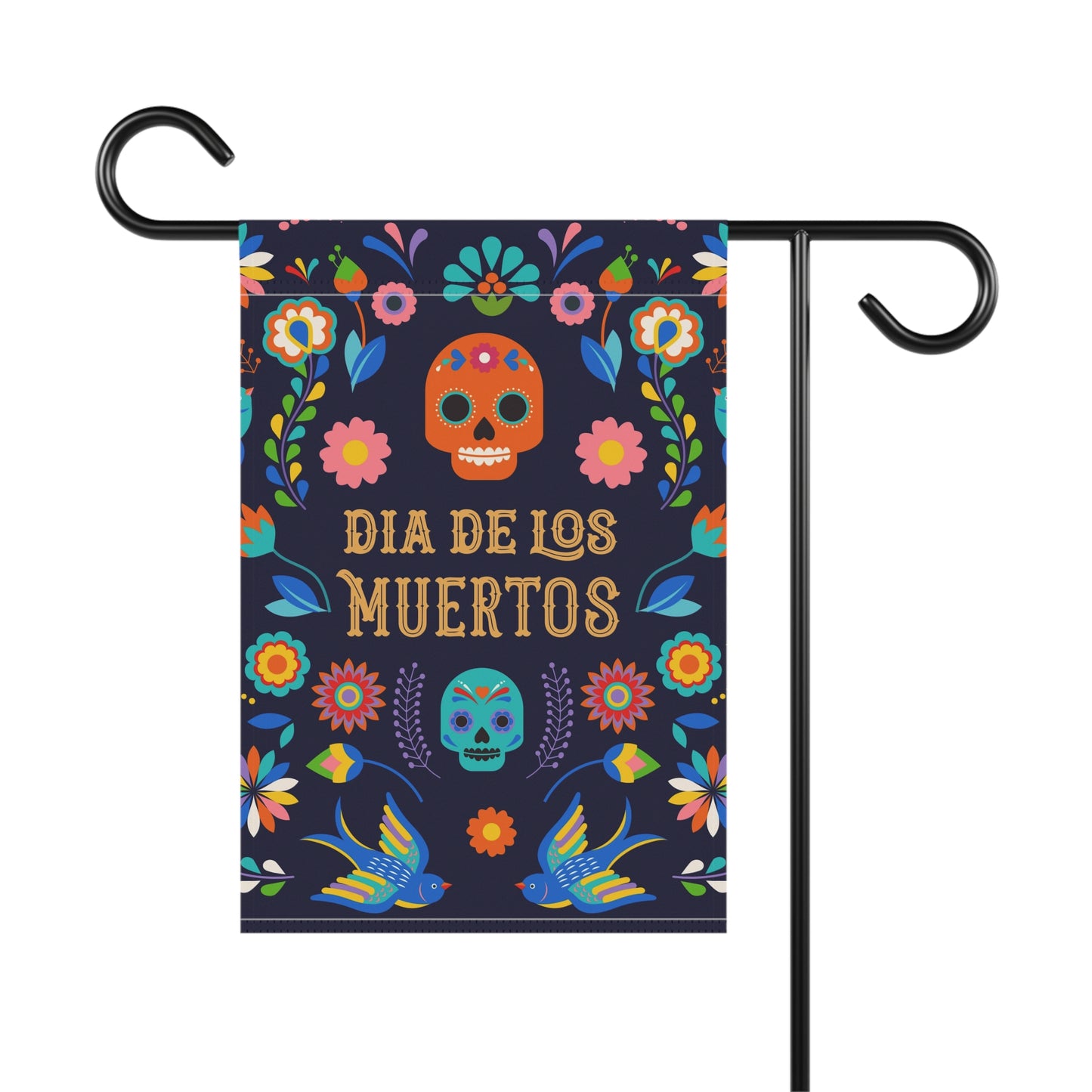 Dia de los Muertos Garden Banner, Floral Skull Outdoor Decor, Halloween Home Decor, Vibrant Yard Sign, Mexican Celebration Decoration