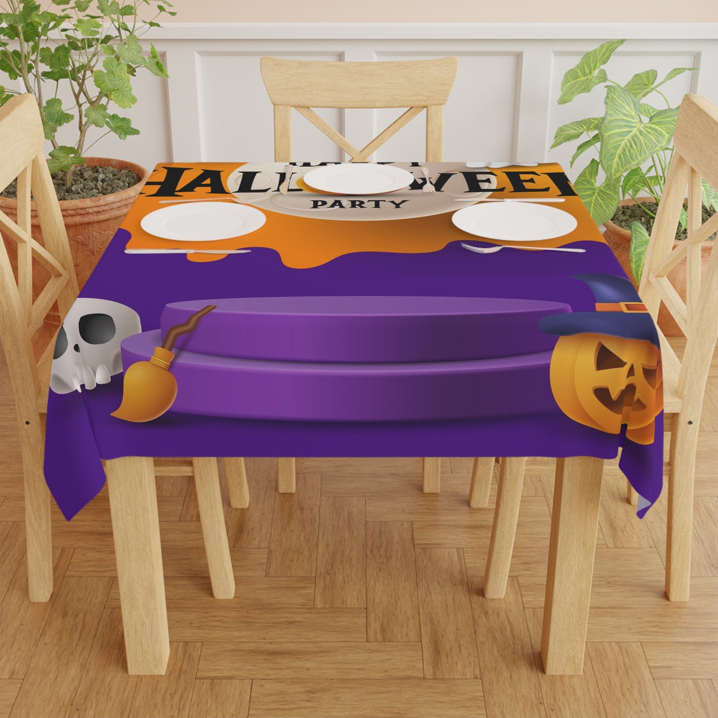 Halloween Party Tablecloth, Spooky Decor, Festive Table Cover, Fall Celebration, Holiday Decorations, Halloween Party Supply