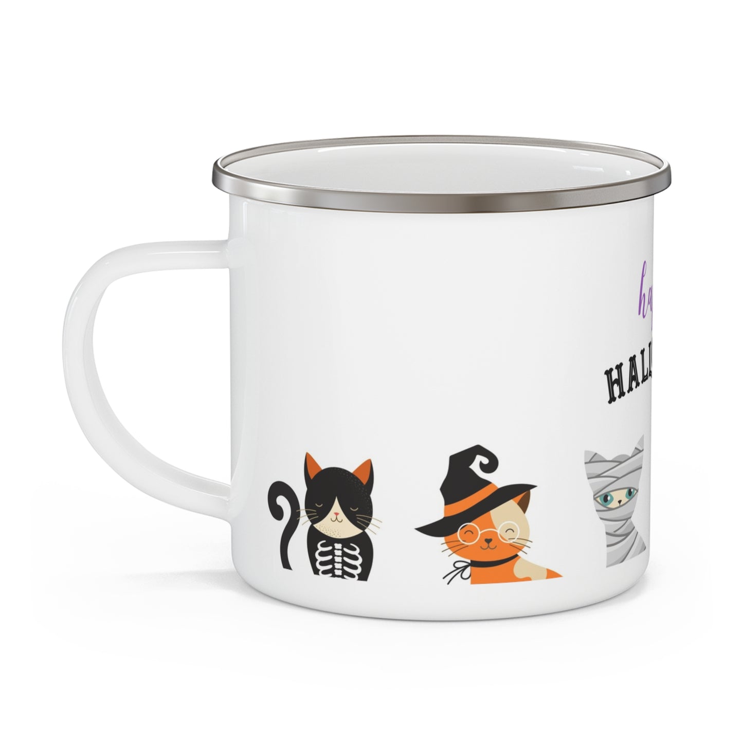 Halloween Enamel Camping Mug - Festive Drinkware for Spooky Season, Outdoor Adventures, Trick-or-Treating, Halloween Parties, Cozy