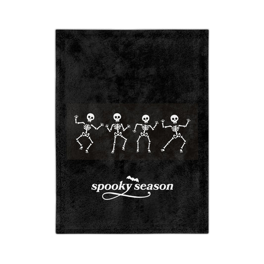 Spooky Season Velveteen Microfiber Blanket - Cozy Halloween Throw, Skeleton Blanket, Festive Home Decor, Trick-or-Treating Gift, Fall Nights