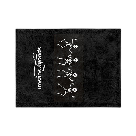 Spooky Season Velveteen Microfiber Blanket - Cozy Halloween Throw, Skeleton Blanket, Festive Home Decor, Trick-or-Treating Gift, Fall Nights