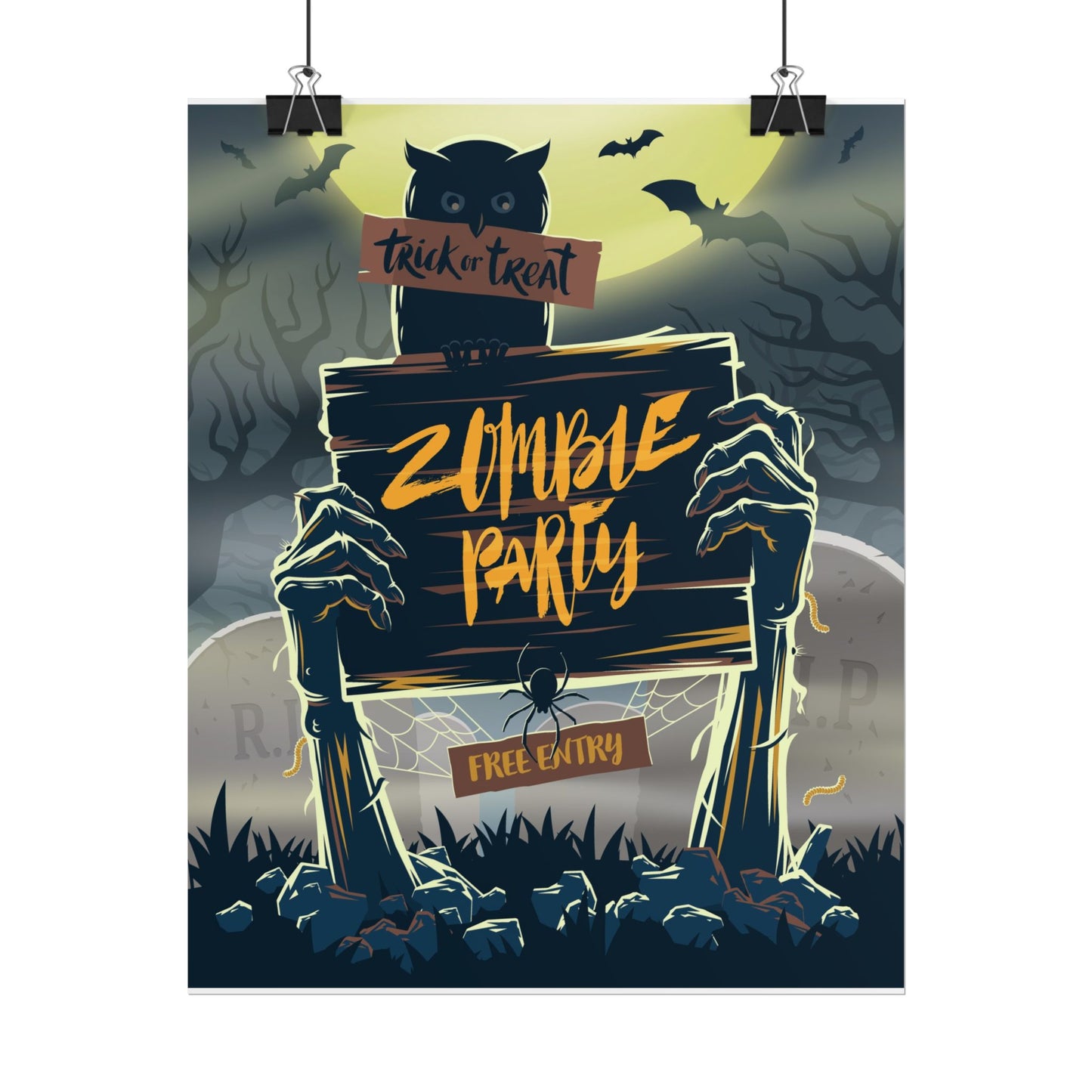 Zombie Party Rolled Posters | Halloween Decor, Spooky Wall Art, Trick or Treat Party, Haunted House Decoration, Gift for Halloween Lovers